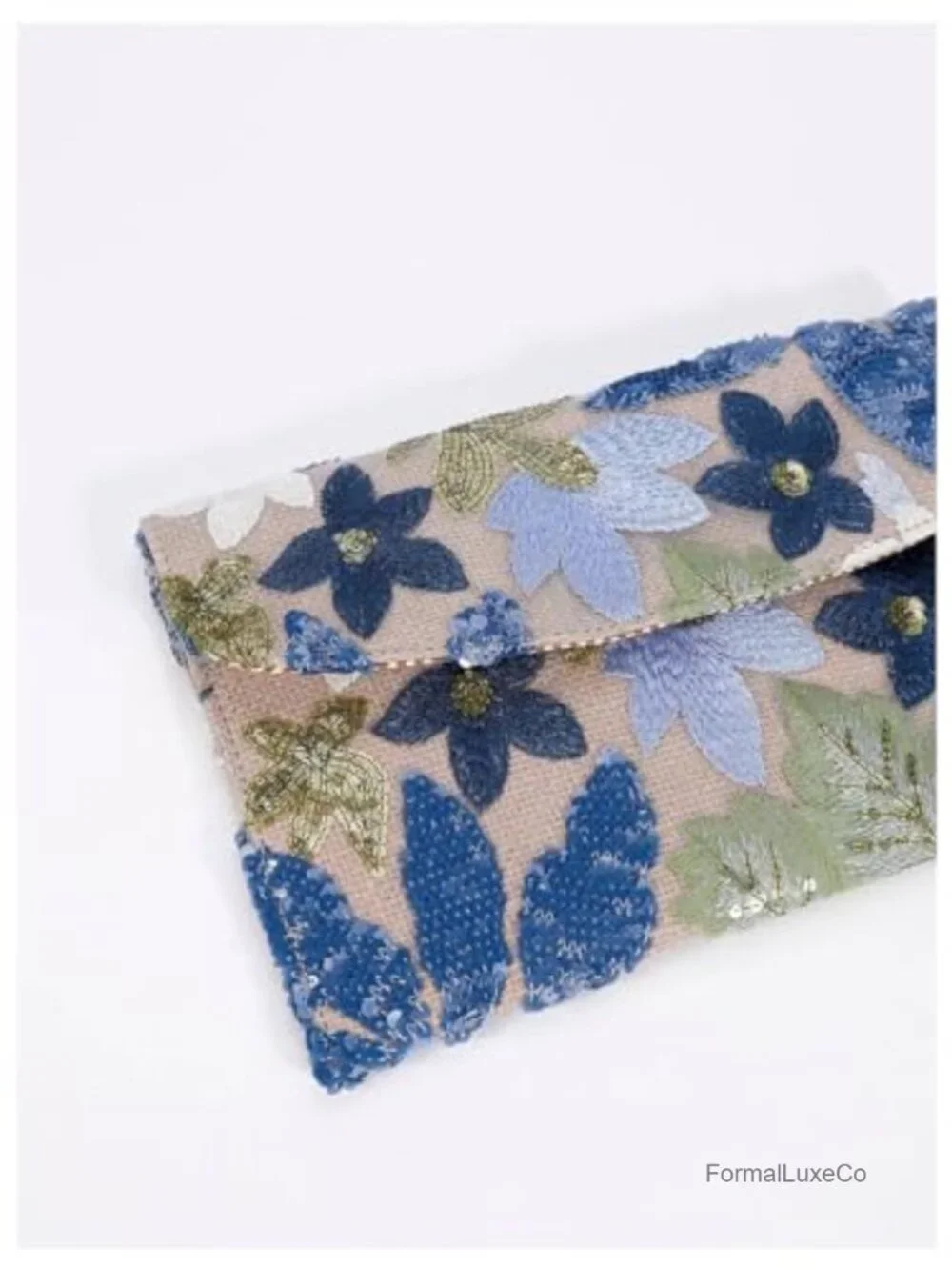 Floral Embroidery Sequin Beaded Evening Clutch Purse Party Bag